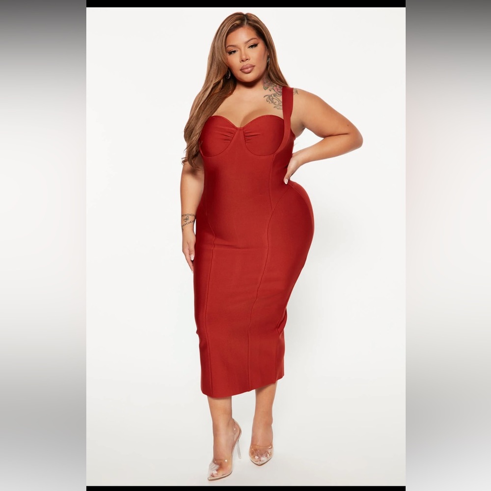 Bandage midi dress in rust
